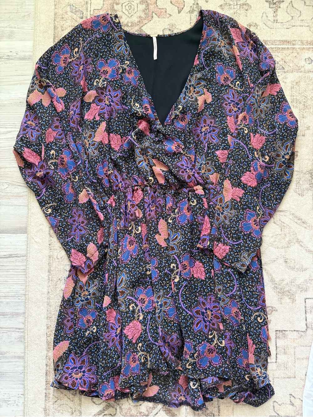 Free People Teegan Lined Dress Floral Boho Bohemian Country Fall Autumn S